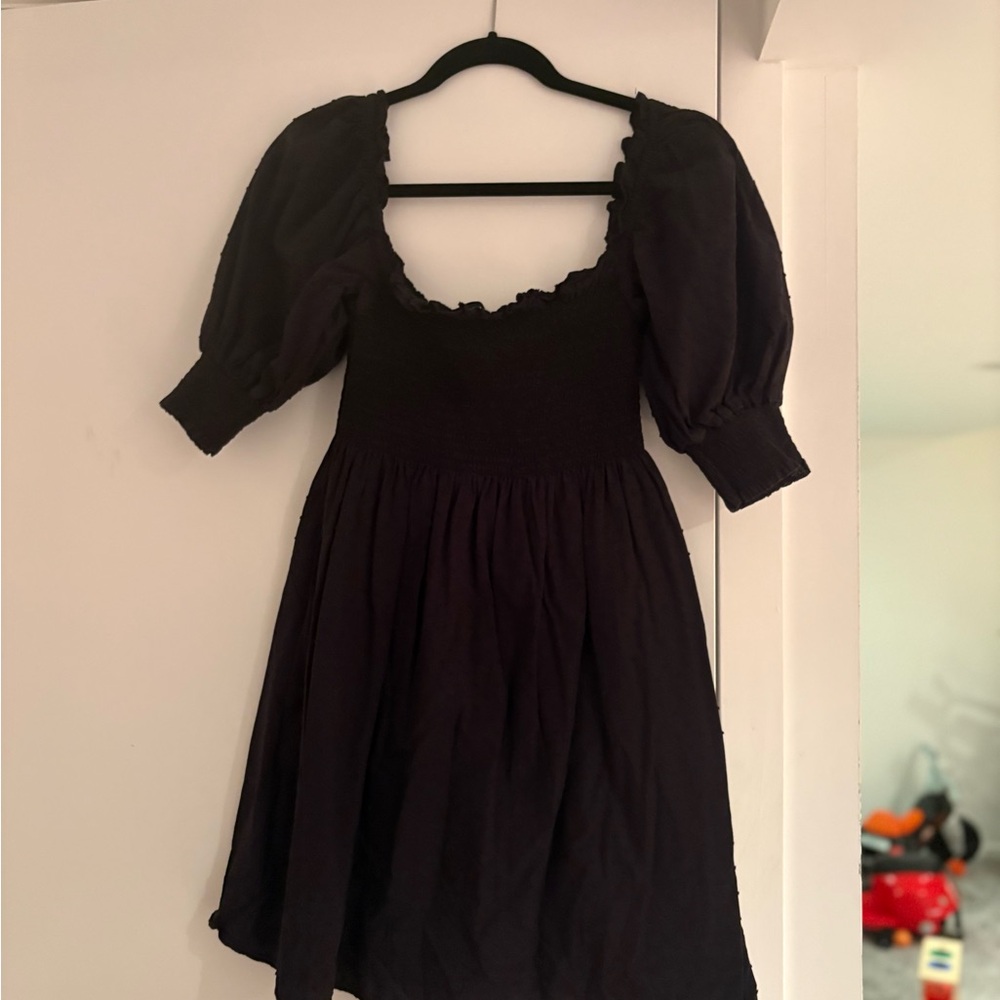 Chic Black Puff Sleeve Mini Dress